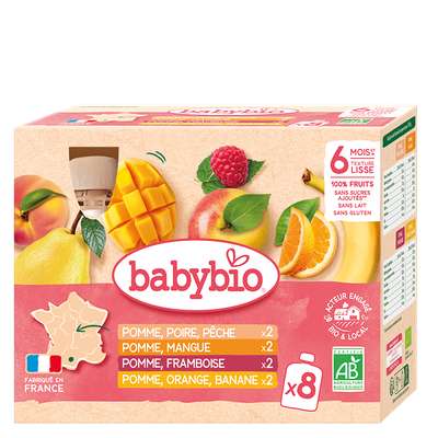 Gourdes multifruits BIO - dès 6 mois, Babybio (8 x 90 g)