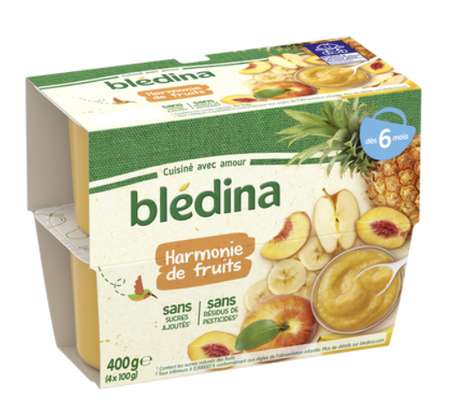 Coupelles 100% fruits harmonie de fruits - dès 6 mois, Blédina (4 x 100 g)