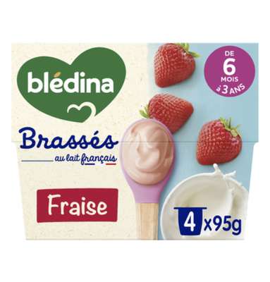 Brassés fraise - dès 6 mois, Blédina (4 x 95 g)