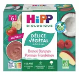 Délices de lait de coco brassé pommes, framboises, bananes BIO - dès 6 mois, Hipp (4 x 100 g)