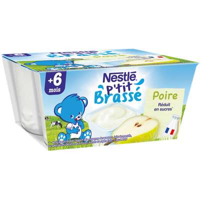 P'tit brassé poire lactées - dès 6 mois, Nestlé (4 x 100 g)