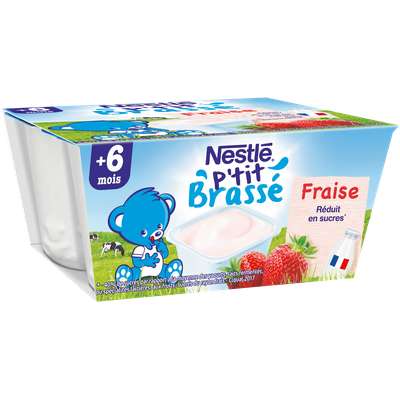 P'tit brassé fraise - 6 mois, Nestlé (4 x 100 g)