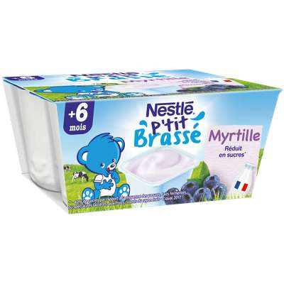 P'tit brassé myrtille lactées - dès 6 mois, Nestlé (4 x 100 g)