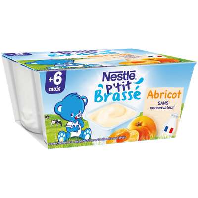 P'tit brassé lactées à l'abricot - dès 6 mois, Nestlé (4 x 100 g)