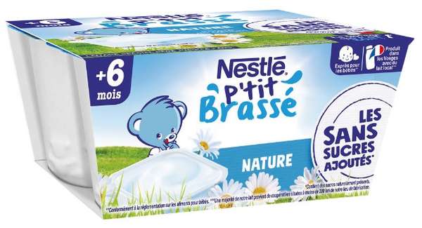 P'tit brassé nature dès 6 mois coupelles, Nestlé (4 x 90 g)