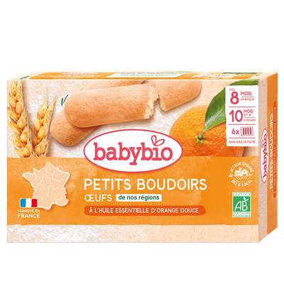Petits boudoirs à l'huile essentielle d'orange douce BIO - dès 10 mois, Babybio (120 g)