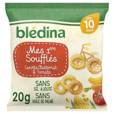 Mes 1ers Soufflés Carotte et Butternut tomates  - dès 10 mois, Blédina (20 g)