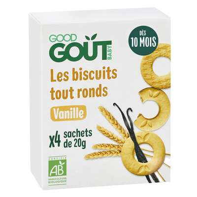 Biscuits tout ronds Vanille BIO - dès 10 mois, Good Goût (4 x 20 g)
