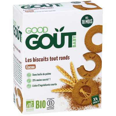 Biscuits tout ronds Cacao BIO - dès 10 mois, Good Goût (4 x 20 g)