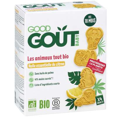 Biscuits les animaux au citron BIO - dès 10 mois, Good Goût (80 g)