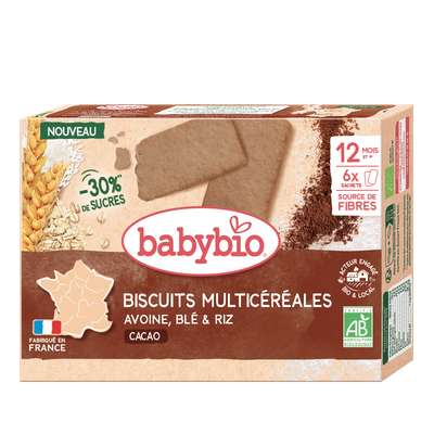 Petits biscuits multicéréales au cacao BIO - dès 12 mois, Babybio (120 g)