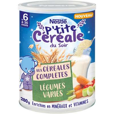 P’tite Céréale du Soir légumes variés - dès 6 mois,  Nestlé (280 g)