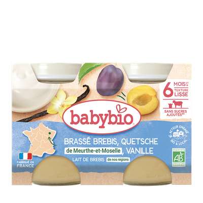 Brassé Brebis, Mirabelle et Vanille BIO - dès 6 mois, Babybio (2 x 130 g)