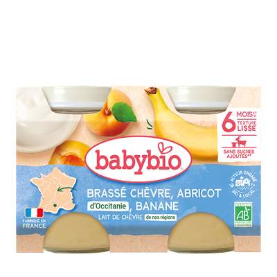 Brassé chèvre, abricot et banane BIO - dès 6 mois, Babybio (2 x 130 g)