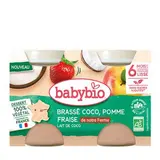 Brassé végétal au lait de Coco - Pomme et Fraise  BIO - dès 6 mois, Babybio (2 x 130 g)
