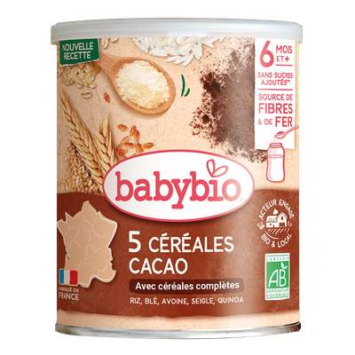 Céréales infantiles instantanées au cacao dès 6 mois, Babybio (220 g)