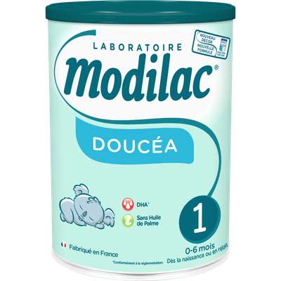 Lait en poudre 1er âge Doucea sans huile de palme - de 0 à 6 mois,  Modilac (820 g)