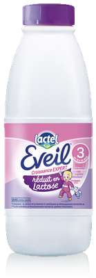 Lait de croissance réduit en lactose 3 Eveil - de 10 à 36 mois, Lactel  (1 L)