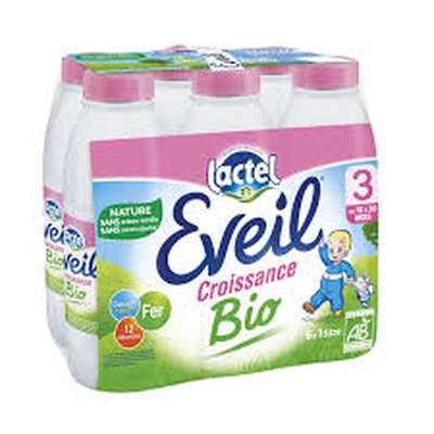 Lait Eveil croissance nature 3 BIO - dès 10 mois, Lactel (6 x 1 L)