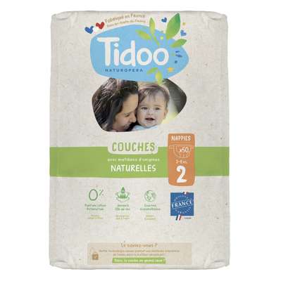 Couches écologiques T2 - / 3-6 kg, Tidoo Nature (50 couches)
