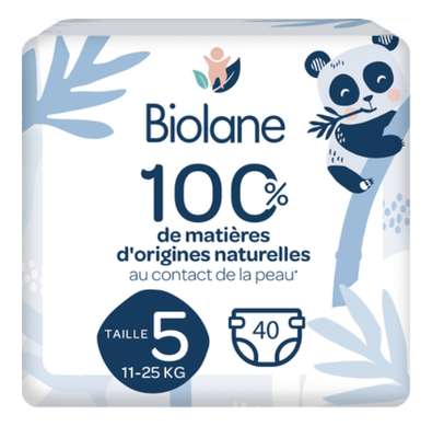 Couches éco responsable T5 / 11-25kg,  Biolane (x 40)