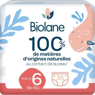 Couches culottes éco responsable T6 / 16kg,  Biolane (x 36)