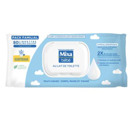 Lingettes au lait, Mixa bébé (x 80)
