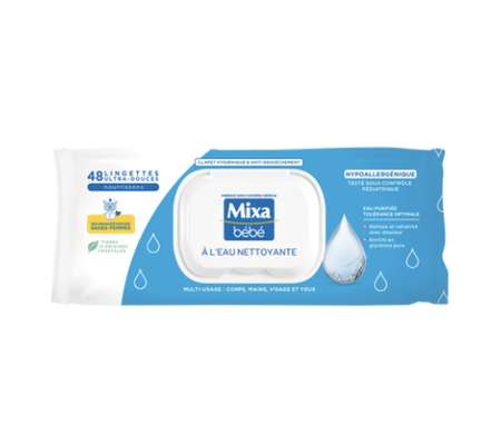 Lingettes à l'eau nettoyante, Mixa bébé (x 48)