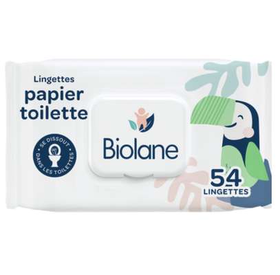 Lingettes de papier toilette, Biolane (x 54)