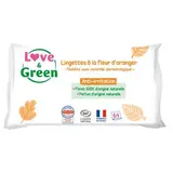 Lingettes hypoallergéniques fleurs d'oranger peaux sensibles, Love & Green (x 64)