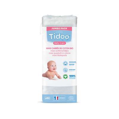 Maxi carrés bébé en coton format familial BIO, Tidoo (x 80)