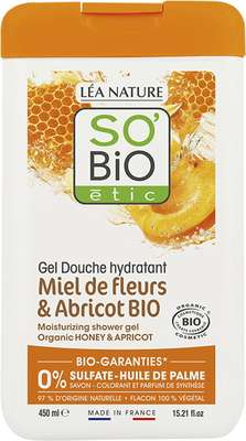 Gel douche hydratant Miel de fleurs/Abricot BIO, So'Bio Etic (450 ml)