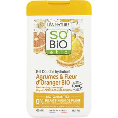 Gel douche hydratant Agrumes/Fleur d'Oranger BIO, So'Bio Etic (450 ml)