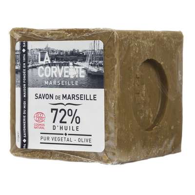 Cube de savon de Marseille à l'olive non filmé, La Corvette (300 g)
