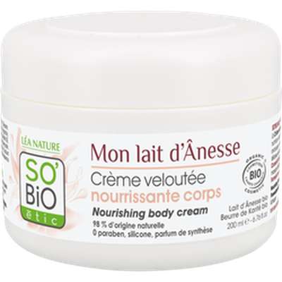 Crème velouté nourrissante corps Mon Lait d'Ânesse BIO, So'Bio Etic (200 ml)