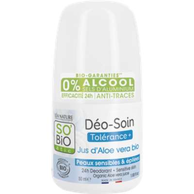 Déodorant bille soin Tolérance+ à l'Aloe Vera BIO, So'Bio Etic (50 ml)