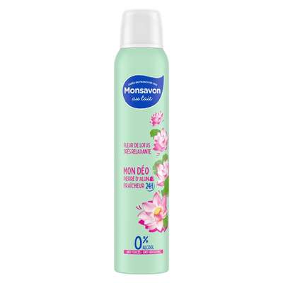Déodorant spray au lait parfum fleur de lotus, Monsavon (200 ml)