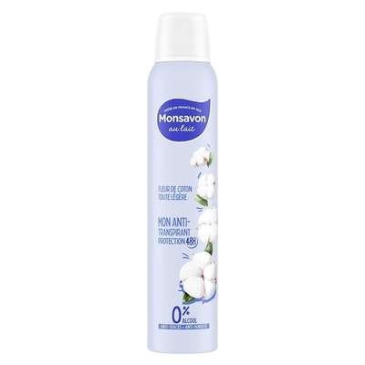 Déodorant spray lait et coton, Monsavon (200 ml)