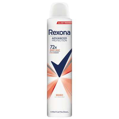 Déodorant spray parfum musc 0% sel d'aluminium, Rexona (200 ml)