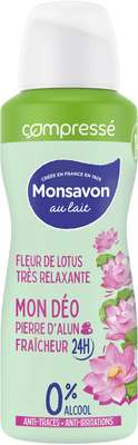 Déodorant compressé lait - fleur de lotus & pierre d'alun, Monsavon (100 ml)