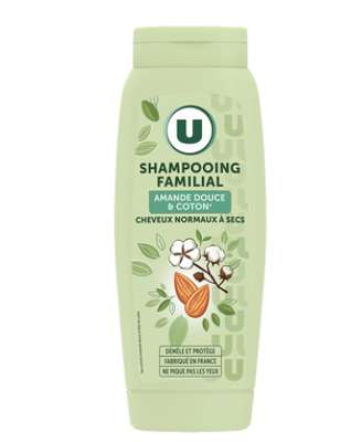 U Shampooing Cheveux normaux à secs, amande douce & coton, U (500 ml)