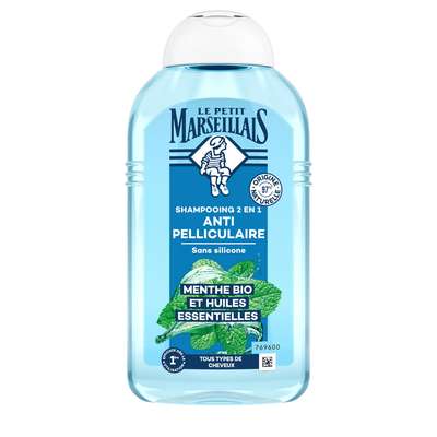 Shampoing antipelliculaire menthe bio & huiles essentielles, Le petit marseillais  (250 ml)