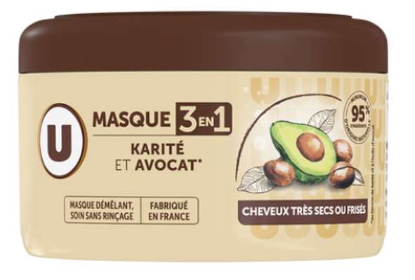 Masque capillaire 3en1 Cheveux très secs ou frisés, karité & avocat, U (400 ml)