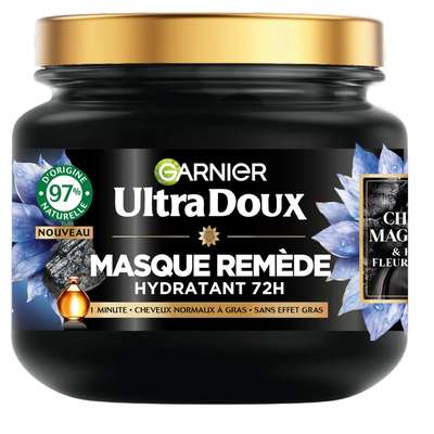 Masque Capillaire Remède Hydratant Charbon Magnétique & Huile De Fleur De Nigelle, Ultra Doux (340 ml)
