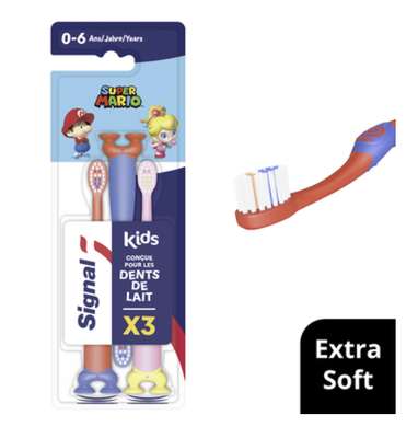 Brosse à dents extra souple kids de 0-6 ans, SIGNAL (x 3)
