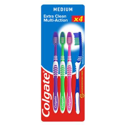 Brosses à dents médium Extra Clean, Colgate (x 4)