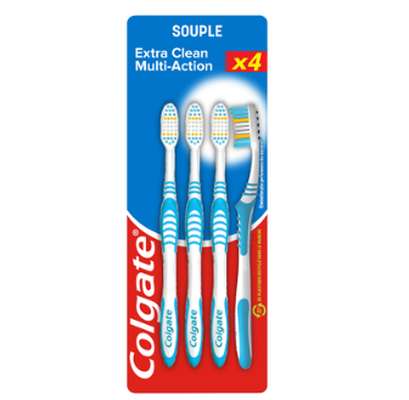 Brosses à dents souple Extra Clean, Colgate (x 4)