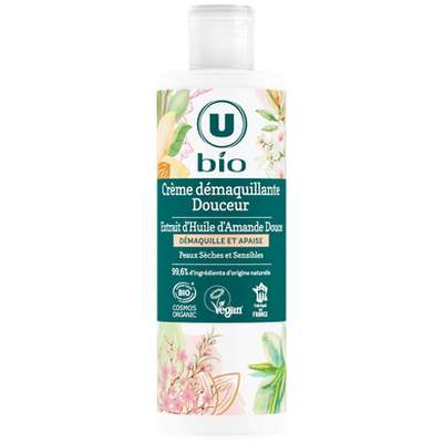 Crème démaquillante hydratante à l'amande, U BIO (200 ml)
