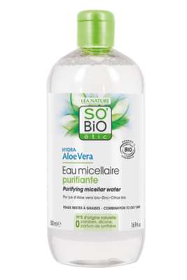 Eau micellaire purifiante peaux sensibles à l'Aloe Vera, So'Bio Etic (500 ml)