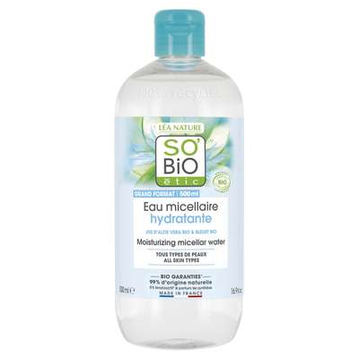 Eau micellaire hydratante à l'Aloe Vera, So'Bio Etic (500 ml)